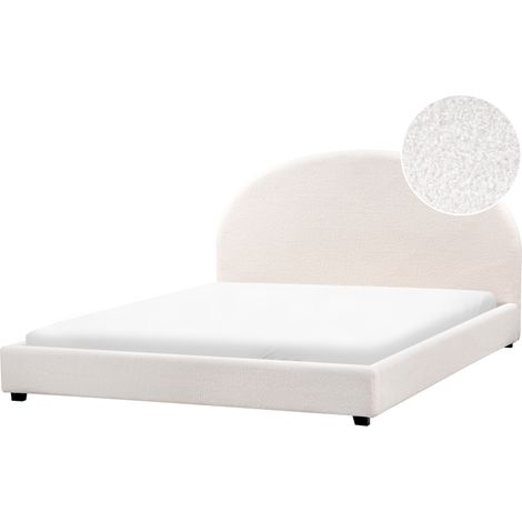 Cama con somier minimalista de bouclé 180 x 200 cm blanco crema Vaucluse