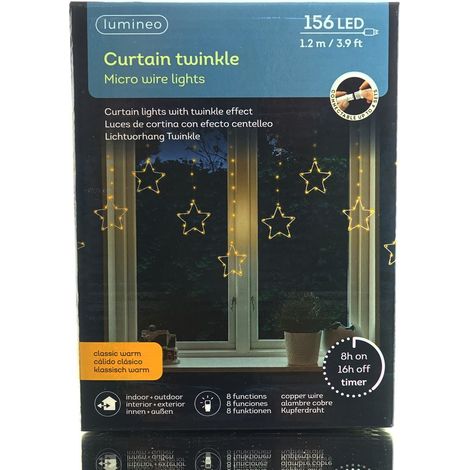 Lumineo LED Stern-Lichtervorhang Twinkle Micro wire kupfer 1,2 Meter 156 Lichter - klassisch warm (1/2)