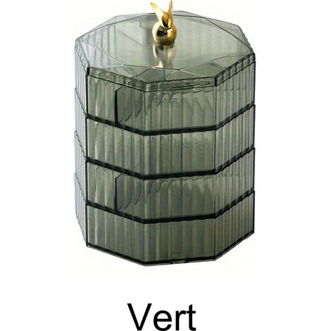 Boîte de rangement de bijoux de haute qualité multicouche, adaptée aux colliers et boucles d'oreilles, boîte à bijoux rotative (vert) (1/5)