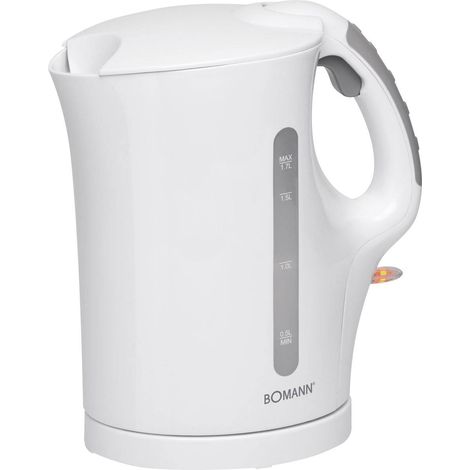 Bomann WK 5011 CB Hervidor Agua Eléctrico, 1,7 L, Resistencia Acero Inox., Inalámbrico, Apagado Automático 2200W Blanco