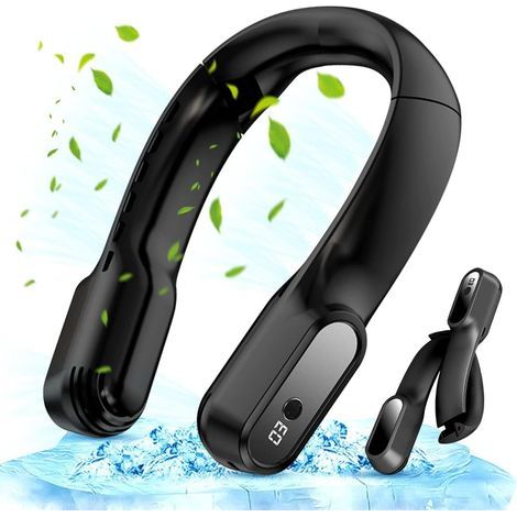 Ventilador de cuello plegable y portátil, mini ventilador USB portátil, pequeño enfriador de cuello (negro) (1/4)
