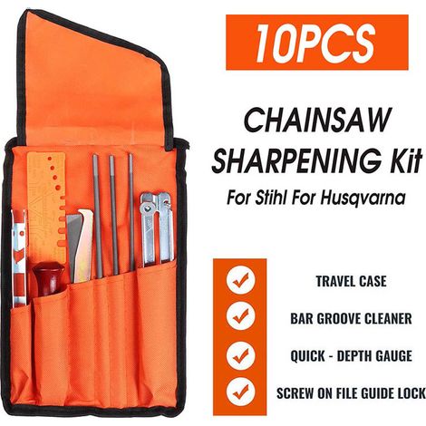 Kit de limes d'affûtage de tronçonneuse, compatibles avec les tronçonneuses et autres lames d'affûtage Sti-hl- Ensemble de trousse à outils pour limes pour tronçonneuse (1/5)