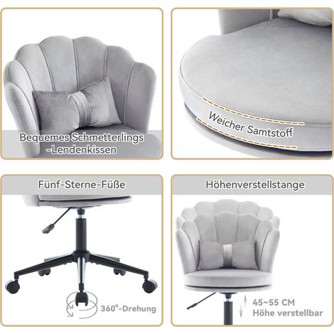 Polstersessel aus Samt in Grau 55 x 62 x 73 cm HOMAIRE (1/5)