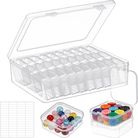 30 Boite Rangement, Plastique Transparente, Couvercle Charniere, Grande Boite 22.5x17.5cm, Petits Objets, Perles Bijoux (1/5)