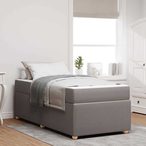 Bettrahmen mit Matratze Taupe 90 x 200 cm Stoff (1/5)