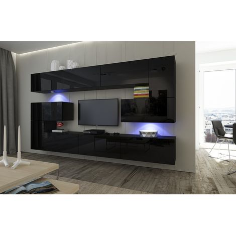 Ensemble meuble TV NEXT 3 AN3-17B-HG20-1B noir brillant 286 cm (1/2)