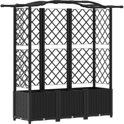 Fioriera da giardino Letto Rialzato con Griglia e Tetto Nero 163 x 40 x 138 cm PP (1/5)