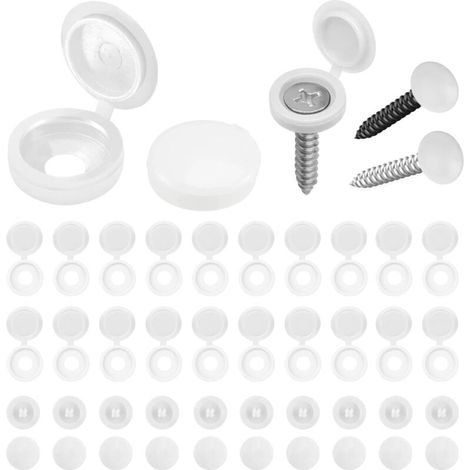 Ulisem Lot de 100 capuchons à vis en plastique blanc pliables pour couvrir les têtes de vis, protection des vis (S)