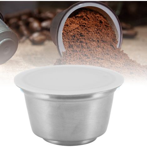 Tasse à filtre rechargeable en acier inoxydable compatible avec le coffret de capsules de café Nestlé Dolce Gusto, blanche. (1/5)