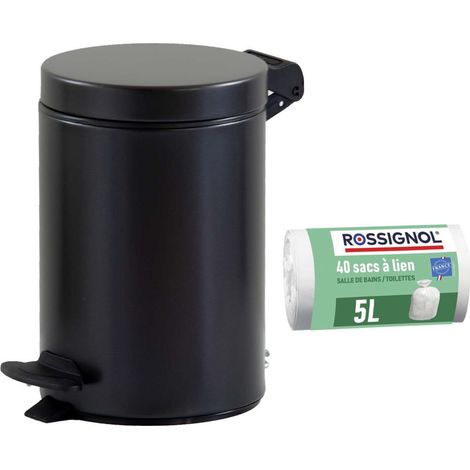 Poubelle de salle de bain à pédale 3L et 40 sacs poubelle 5L - CYJEU ROSSIGNOL (1/5)