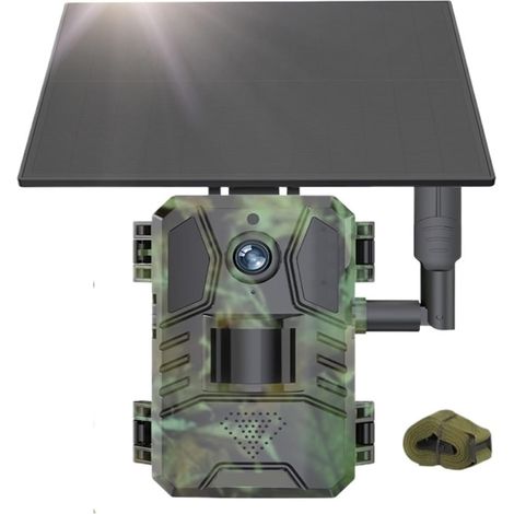 Caméra Faune Sauvage Caméra De Chasse Solaire 4G, Batteries 7800mAh (18650) Intégrées, Panneau IR Et Couleur, Vision Nocturne, Image 14MP 2K Surveillance Fiable Précise(4G Camera No Card) (1/5)