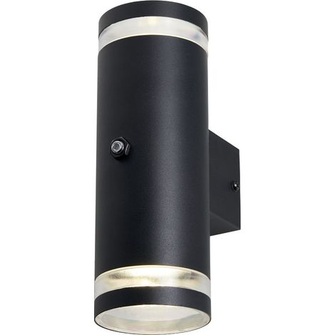 Litecraft Gino Up & Down Outdoor IP44 Black Wall Light With Photocell Sensor (1/5)