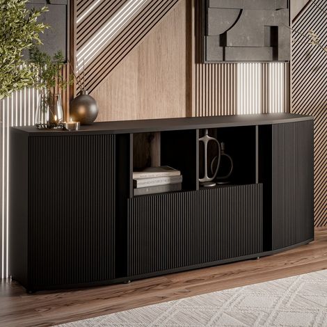 Buffet bas design noir avec façade arrondie Looping (1/5)