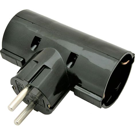Adaptador doble lateral 16A negro