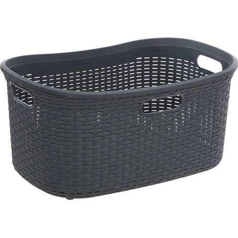 Cesto de ropa de ratán rectangular, 40 litros, gris - 5five (1/2)