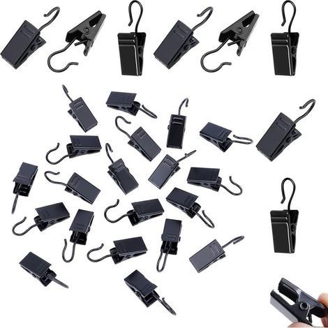 60 Pièces Pinces à Rideaux en Métal Clips de Rideau en Acier Inoxydable avec Crochets Pince Attache Rideau pour Draperie, Pince Rideau Douche, Photo, Lumières (1/5)