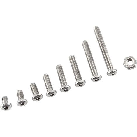 Ensemble de 300 vis, boulons et écrous à tête hexagonale creuse M2.5 en acier inoxydable A2 (1/5)