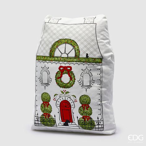 EDG Enzo De Gasperi Cuscino Casetta Natale H 55 Cm L 40 cm  L 15 Cm Green Red