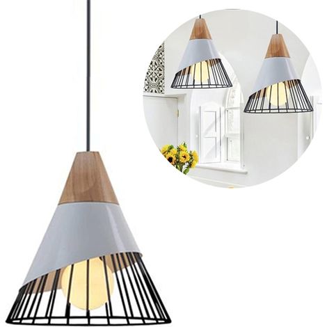Lustre Plafond Industriel - Longue Chaîne Ajustable,Ø25cm - E27 - Sans Ampoule - Décoration Branchée (1/5)
