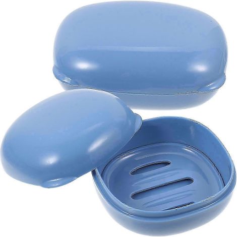 Porte-savon anti-accumulation d'eau bleu ciel, étui à savon pour la maison, lot de 2 (1/4)
