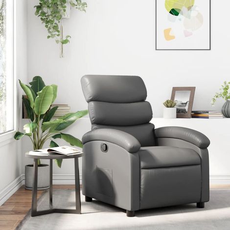 Fauteuil de Salon,Fauteuil inclinable Gris Similicuir CFW77033 (1/5)