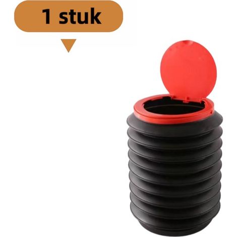 article - Poubelle pliable - 4L - Seau télescopique multifonction pour la voiture - Portable - Avec couvercle - Zwart et rouge (1/5)