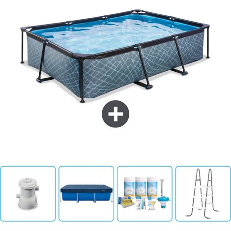 Exit Pool Rechteckig - Steinoptik - 300x200x65 cm - 5-teilig SCB6 (1/4)