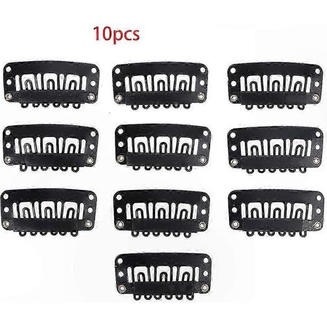 32 mm U-förmige Metall-Haarclips, 10er-Pack, für Haarverlängerungen und Clip-in-Perücken, robuste Stahlgriffe, schwarze Ausführung, sicherer Halt (1/4)