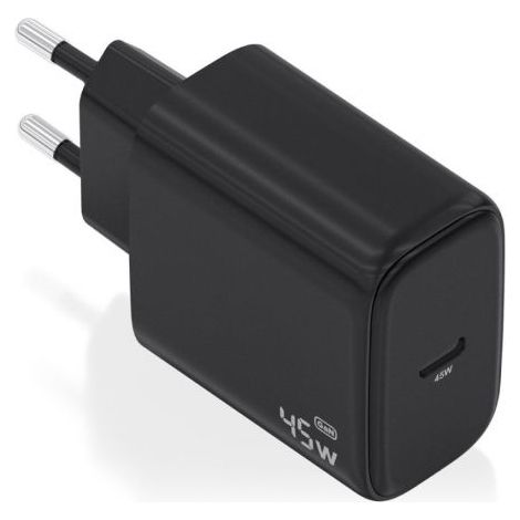 Cargador de Pared GaN Aisens A110-0970/ 1xUSB Tipo-C/ 45W/ Negro