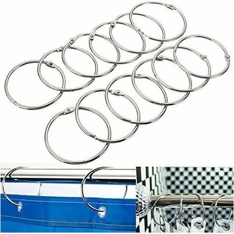 Green Mobility-12PC acier inoxydable cercle crochets de rideau de douche salle de bain rideau glisse cintre (1/5)