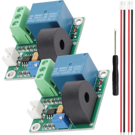 2 pcs Module de capteur de détection de courant 5V 12V 24V 0-5A Module de protection de relais réglable Sortie de commutateur de protection contre les surintensités avec tournevis (12V) (1/5)