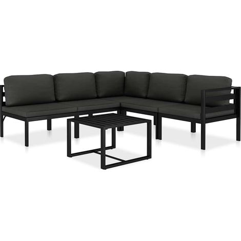 vidaXL Set muebles de jardín 6 pzas y cojines aluminio gris antracita (1/5)