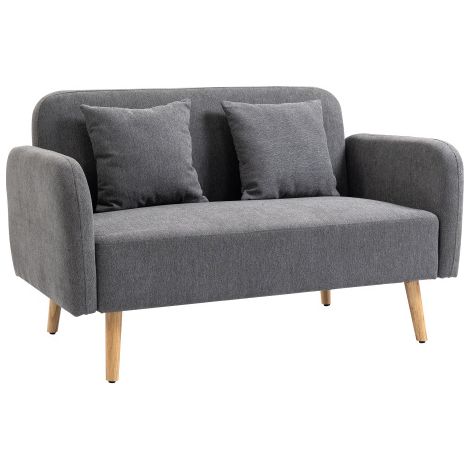 Canapé deux places — Comprend coussins et repose-pieds réglable Matériaux : Polyester effet velours, bois d'hévéa, éponge, revêtement en tissu. (1/5)