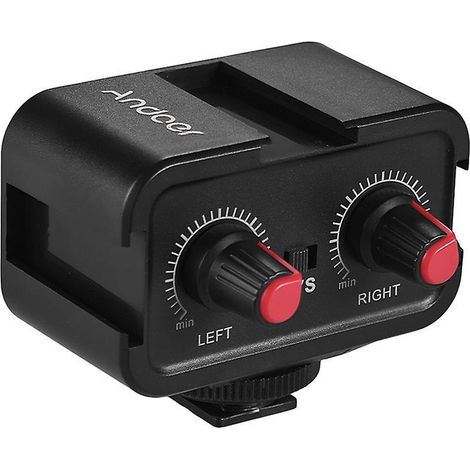 Adaptateur de mixage audio pour microphone double canal Andoer WS-VS et support de griffe flash avec sortie stéréo 3,5 mm (1/5)