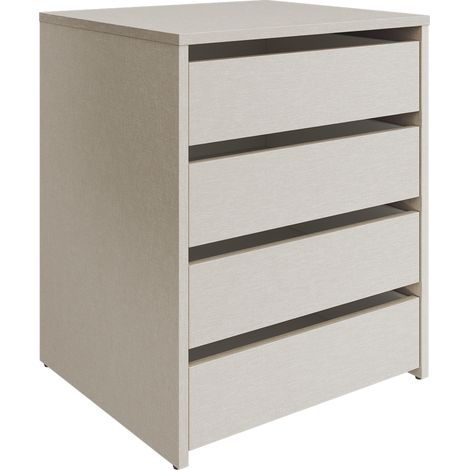 Commode, Meuble de rangement avec 4 tiroirs coloris effet textile - Hauteur 61,8 x Longueur 50 x profondeur 45 cm