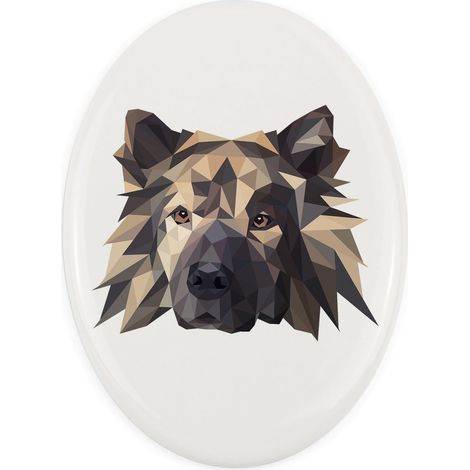 Eurasier, Eurasian – geometrische Fliese mit Foto und Inschrift von Art-Dog (1/4)