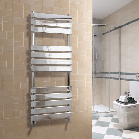WarmeHaus Chrome Flat Panel Heated Towel Rail 1200x450mm