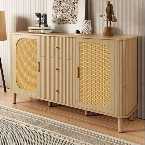 Sideboard mit Rattantüren und Schubladen 140 cm MDF OKMYHOME (1/5)