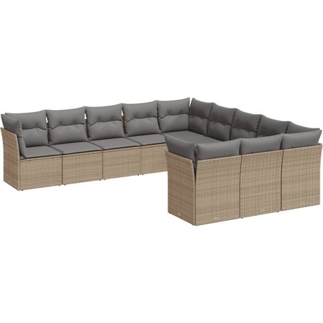 Maison Exclusive - Set de sofás de jardín 11pzas con cojines ratá (1/3)