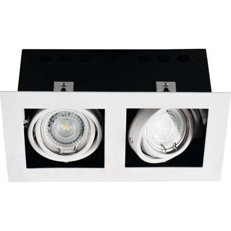 Support de spot encastrable perçage 195x95mm Rectangulaire Blanc (1/2)