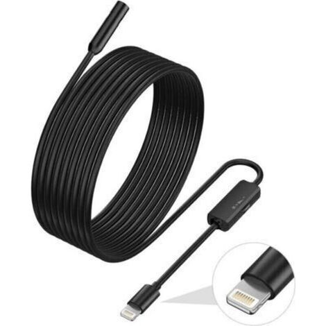 Endoscope for iPhone, ILIHOME Inspection Camera with 5.5 mm Lens for, 2 Meter Semi-Rigid Cable Borescope IP68 Waterproof (1/4)
