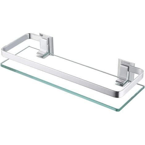 28,5x12x4,2cm, Badezimmerregale, Glasduschregal, Wandregal, Duschablage mit Regal, rechteckiges gehärtetes Glas, gebürstetes Finish (1/5)