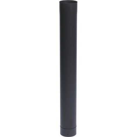 TEN – Tuyau rigide d'évacuation des fumées 125 mm – Acier émaillé noir mat – Longueur 1 mètre – Résistant aux acides et hautes températures