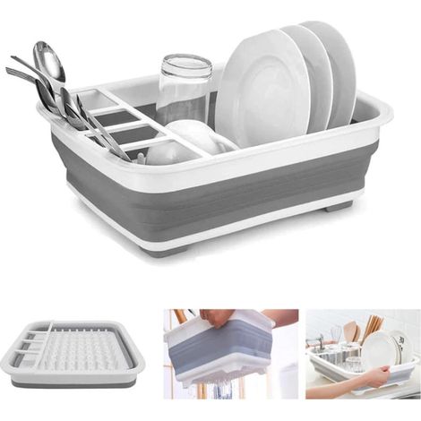 Support pliable à vaisselle Égouttoir multifonction pour vaisselle, rangement de cuisine, porte-bols, égouttoir à couverts, corbeille à fruits 38 x 29,5 x 12,5 cm (1/5)
