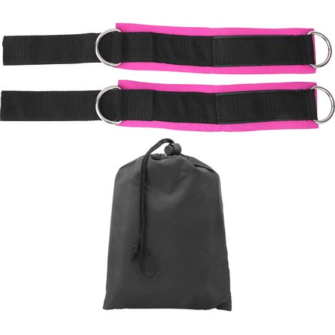 1 Paire d'anneaux de résistance en D pour cheville, équipement de protection sportive avec bande d'entraînement (sac de rangement inclus, couleur rouge rosé argenté et blanc) (1/5)