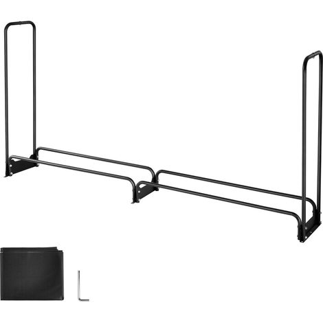 Support à bois extérieur avec housse imperméable, 2,57 m, capacité 299 kg, acier thermolaqué, rangement pour cheminée et terrasse. (1/5)