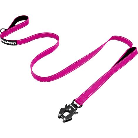 Laisse pour Chien Résistant 1,8m/1,5m/1,2m pour Grands Moyens Petits Chiot, Nylon Laisse de Dressage avec 2 Poignée et Auto Bloquer Boucle, Réfléchissants Anti-Traction Corde Laisse Rose Vif 4ft (1/5)