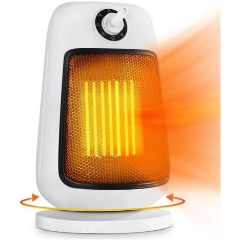 Radiateur soufflant céramique 1500W blanc, oscillant 90°, 2 vitesses. Chauffage d'appoint électrique intérieur, sécurité surchauffe/bascule. (1/5)