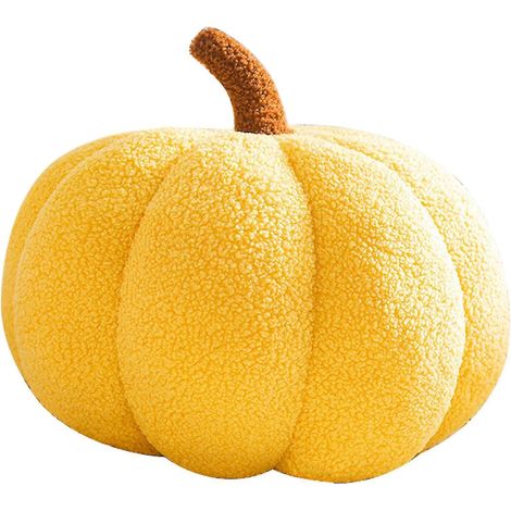 Halloween-Kürbis-Dekokissen – Weiches und flauschiges Kürbiskissen fürs Sofa – Niedliche Halloween-Dekoration – 28 cm – Gelb
