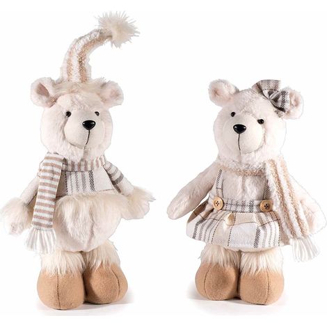 Orsetti Natalizi in Peluche con Sciarpa e Cappello - Set da 2, Altezza 46 cm (1/2)